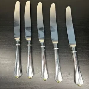 Oneida Golden Juilliard Cube Set of 5 Dinner Knives Stainless Flatware