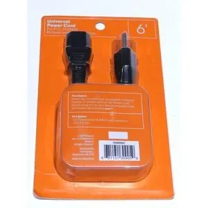 Onn Universal Power Cord 6 Ft For PCs Monitors Printers Devices