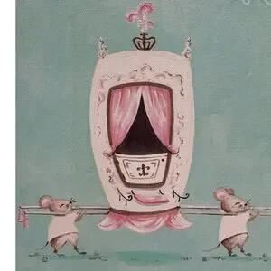 Oopsy Daisy "Little Mouse Carriage" By Kris Langenberg 10x10" Canvas Wall Art