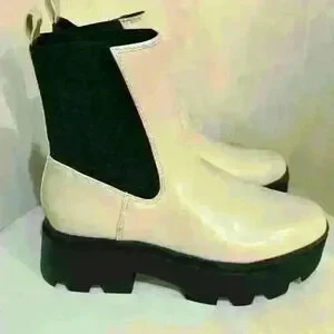 Open Edit Iris Lug Chelsea Boot. Women’s size 9M. Color: Cream Black Open Edit Iris Lug Chelsea Boot. Women’s size 9M. Color: Cream Black