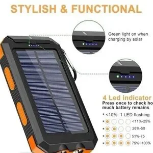 Orange And Black Solar Power Bank 38800mAh New In Box