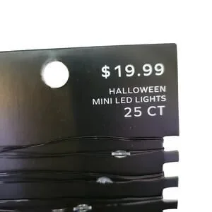 Orange Fairy Halloween 25 Mini LED String Lights Black Wire Battery Operated NEW