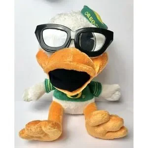 Oregon Duck Plush With Glasses Study Buddies Team Nerds. 12" Plush