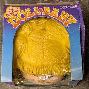 ORIGINAL DOLL BABY DOLL HEAD 3108 BLONDE PIGTAIL BABY 4.5" Vtg 1984 DIY Handmade