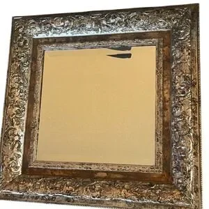 Ornate Wall Mirror Vintage Style Decorative Accent Mirror 18" Square Gold