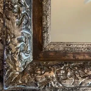 Ornate Wall Mirror Vintage Style Decorative Accent Mirror 18" Square Gold
