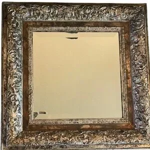 Ornate Wall Mirror Vintage Style Decorative Accent Mirror 18" Square Gold