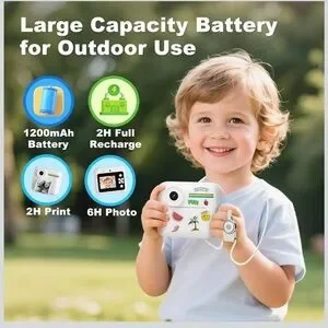 OTJ Kids Insta Print Dual Camera – White W/ Rainbow Accent – Brand New In Box