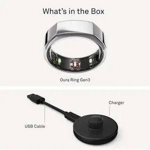 Oura Ring Gen 3 Heritage Silver Smart Ring In Size 8 • WITH Charger