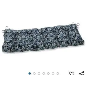 Outdoor/Indoor Tufted Bench/Swing Cushion 18" x 60" Blue Woodblock Prism