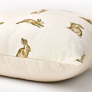 Oversized Printed Bunny Square Throw Pillow Linen/ Brown