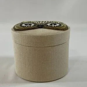 Owl Round Jewelry Holder NEW Sequins Beads Cloth Box Decoration