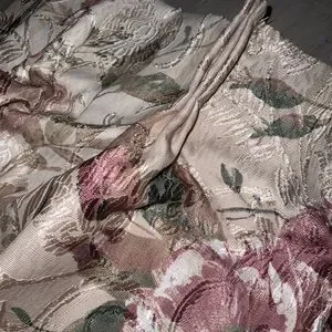 Pair JCPenny Pinch Pleat Lined Burgundy Olive & Tan Floral Curtains 50 X 84