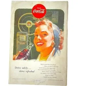 Pair Of 1930’s Coca-Cola Ads National Geographic Vintage