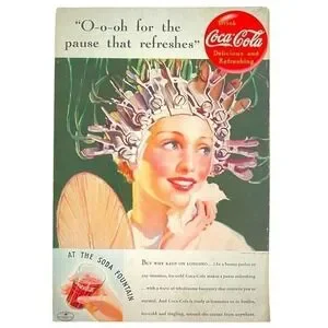 Pair Of 1930’s Coca-Cola Ads National Geographic Vintage
