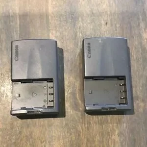Pair of Cannon CB-2LT camera battery chargers