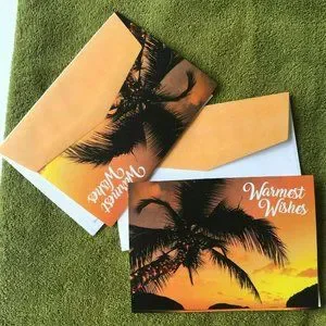 Palm Tree Christmas Cards Holiday Lights Set Of 2 New With Envelopes USA…