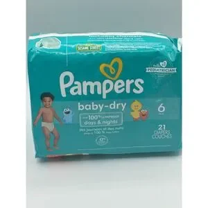 Pampers Baby-Dry Diapers~ Size 6 35+lb ~21 Ct Sesame Street