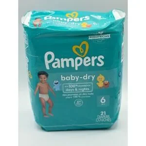 Pampers Baby-Dry Diapers~ Size 6 35+lb ~21 Ct Sesame Street