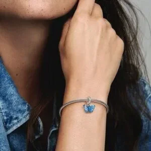 Pandora Blue Murano Glass Butterfly Dangle Charm