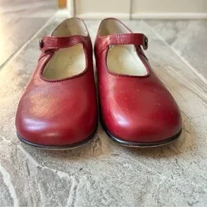 Papo D’Anjo Classic Burgundy Red Girls’ Leather Mary Jane Size 34 EU 3 US