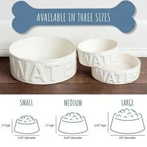 Park Life Designs Pet Bowl Classic Water (Small White)