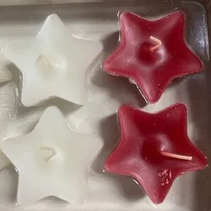 PartyLite Star-Shaped Floating Candles - Red White And