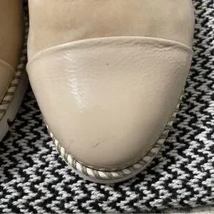 Paul Green Daniella Beige Suede/Patent Leather Cap Toe Slip On Shoes Sz-7(9-9.5)