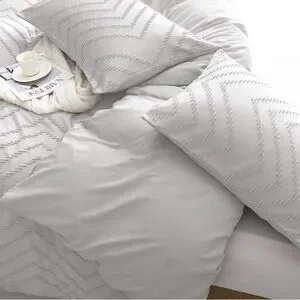 Peace Nest Tufted Clipped Jacquard Geometric Duvet Set