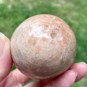 Peach Moonstone Egg. Carved And Polished Large Crystal Egg