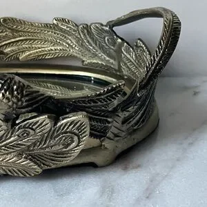 Peacock Brass Metal Gold Mirror Vanity Tray