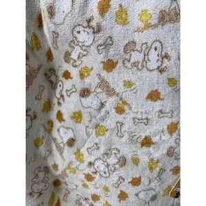 PEANUTS SNOOPY Pillow Cozy Pet BED Super Soft Beige Autumn Fall Leaves Bones NEW