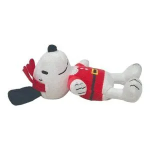 Peanuts Snoopy Santa Plush Dog Pet Squeaky Toy Antlers Red Santa Suit