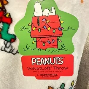 PEANUTS Snoopy Woodstock Christmas Lights Soft Throw Blanket 50"x70