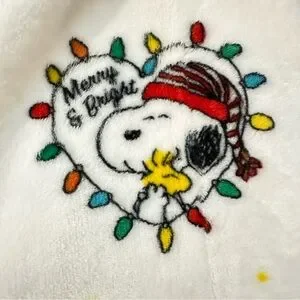 PEANUTS Snoopy Woodstock Christmas Lights Soft Throw Blanket 50"x70