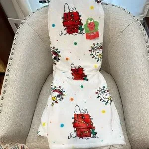 PEANUTS Snoopy Woodstock Christmas Lights Soft Throw Blanket 50"x70