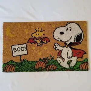 Peanuts Snoopy Woodstock Halloween Boo Coir Door Mat 18”x30” Doormat Vampire