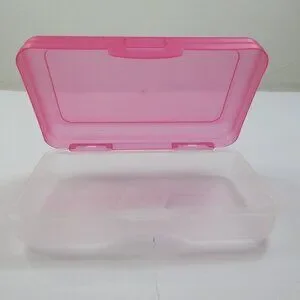Personalized‎ Transparent Large Capacity Pencil Box Plastic Pink Color With Lid