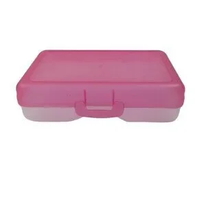 Personalized‎ Transparent Large Capacity Pencil Box Plastic Pink Color with Lid