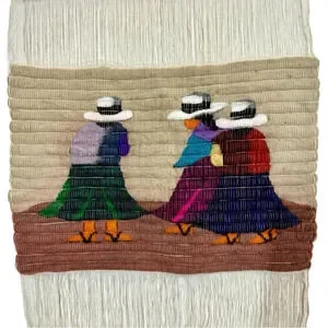 Peru Alpaca Coiled Wool Tapestry Peruvian Women Hand Woven Boho Wall Art Hanging