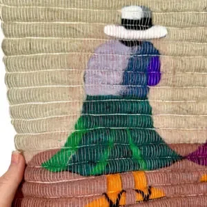 Peru Alpaca Coiled Wool Tapestry Peruvian Women Hand Woven Boho Wall Art Hanging