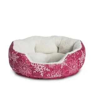 Pet Bed Small Red Snowflake BedCushion Is 19" Dog & Cat Vibrant Life Cuddler New