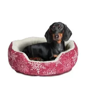 Pet Bed Small Red Snowflake BedCushion Is 19" Dog & Cat Vibrant Life Cuddler New