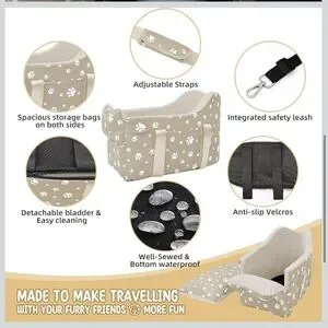 Pet Car Seat With Paw Print Design