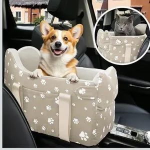 Pet Car Seat with Paw Print Design