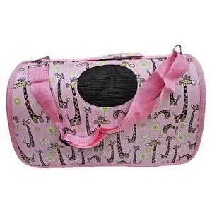 Pet Carrier Pink With Giraffes Print