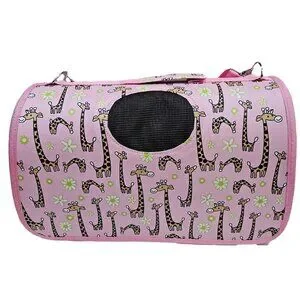 Pet Carrier Pink With Giraffes Print