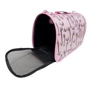 Pet Carrier Pink With Giraffes Print