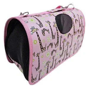 Pet Carrier Pink with Giraffes Print
