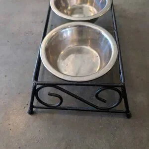 Pet Food And Water Bowls With Metal Stand. Size Small